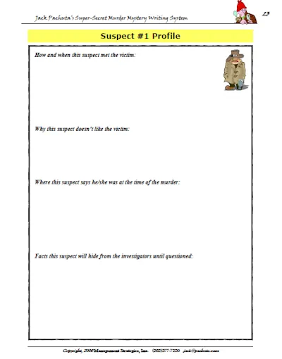 Murder mystery writing system form