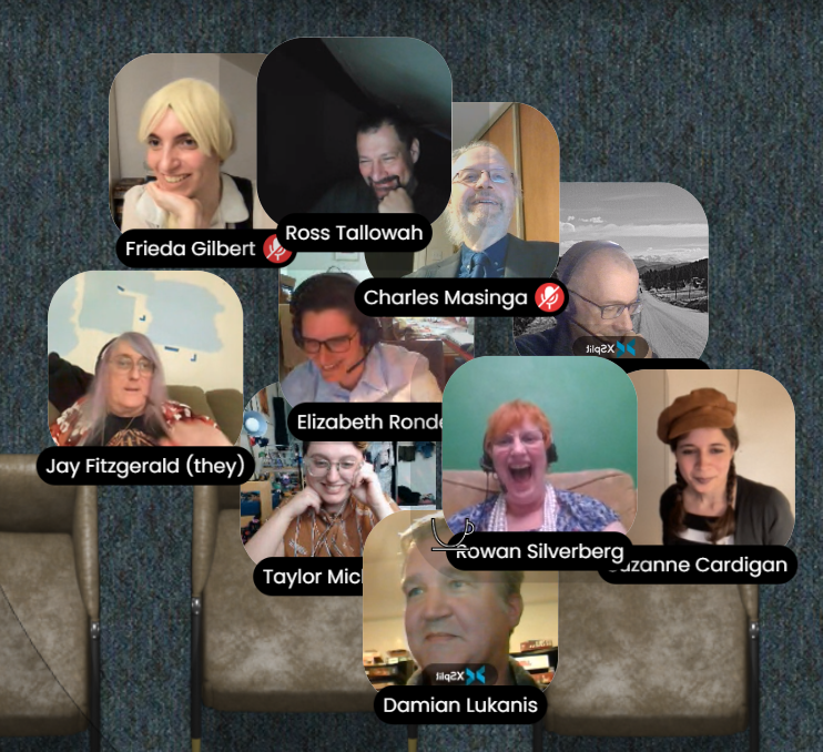 Playing Reunion with Death using Kumospace - close up of people's videos